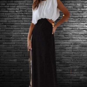 Abito Maxi Bicolore 'Eleganza Discreta'