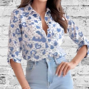 Camicetta 'Azure Leopard' - Tendenza Urbana e Chic
